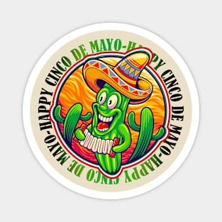 Happy Cinco de Mayo Mexican Fiesta Funny Cactus wearing sombrero Mexican Hat Magnet